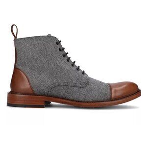 TAFT Jack Boots Mens Sz 9.5 EU 42 Gray Wool Brown Leather Cap Toe Lace Up Preppy